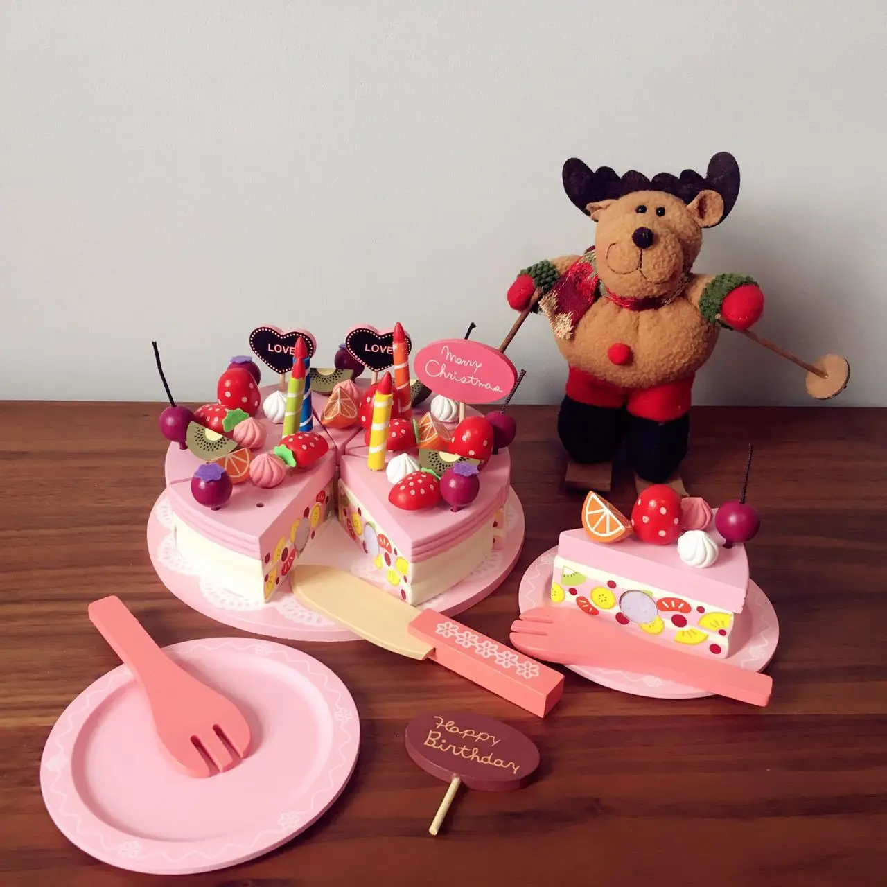 DIY Pretend Play Fruit Cutting Birthday Cake Kitchen Food Kids Girl Gift Toys SU 