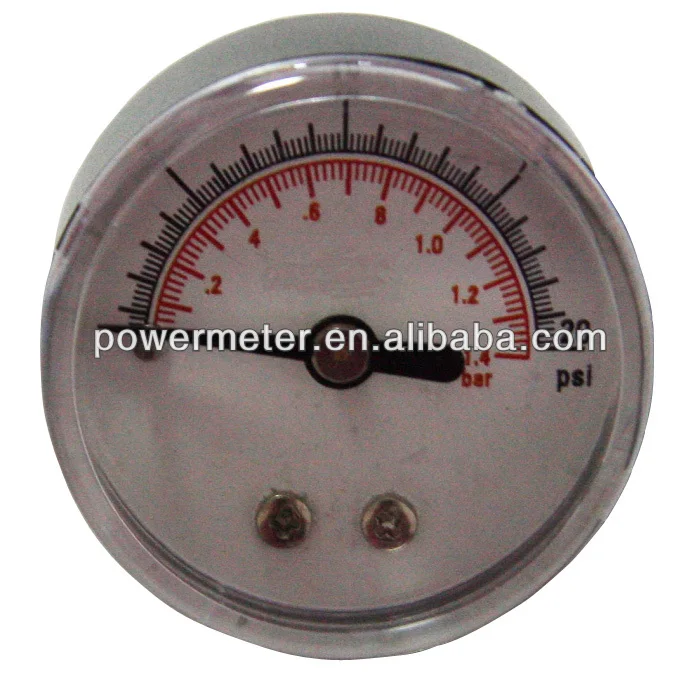 Back Type Plastic 40mm Small Natural Gas Meter Pressure Gauge 1.4bar