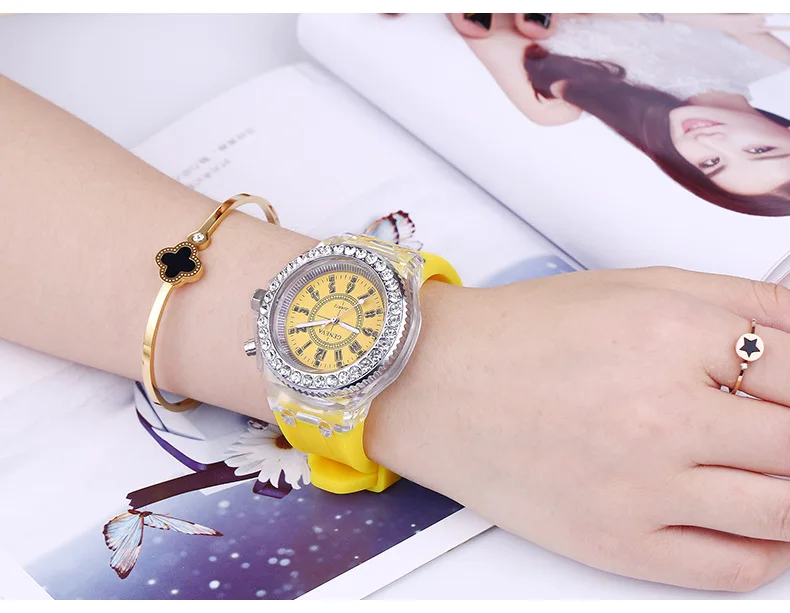 3853 Summer Luminous Watch women LED digital watch Couple Colorful glow with silicone strap flashing watch
