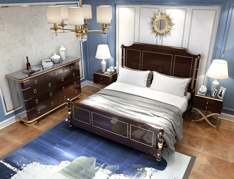Highend Comfortable King Size Bed Room Solid Wood Furniture Bedroom