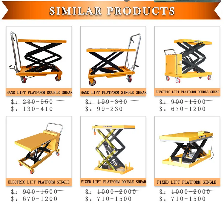 portable hydraulic manual scissor lift table truck