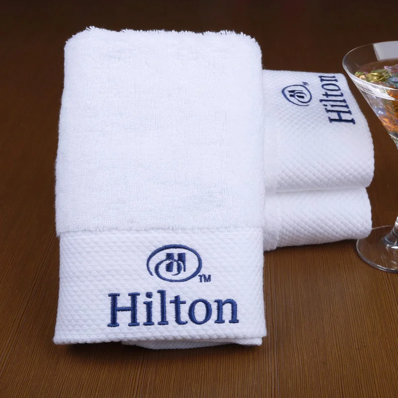 100 Cotton Hotel Bath Hand Towel With Embroidered Logo For Luxury