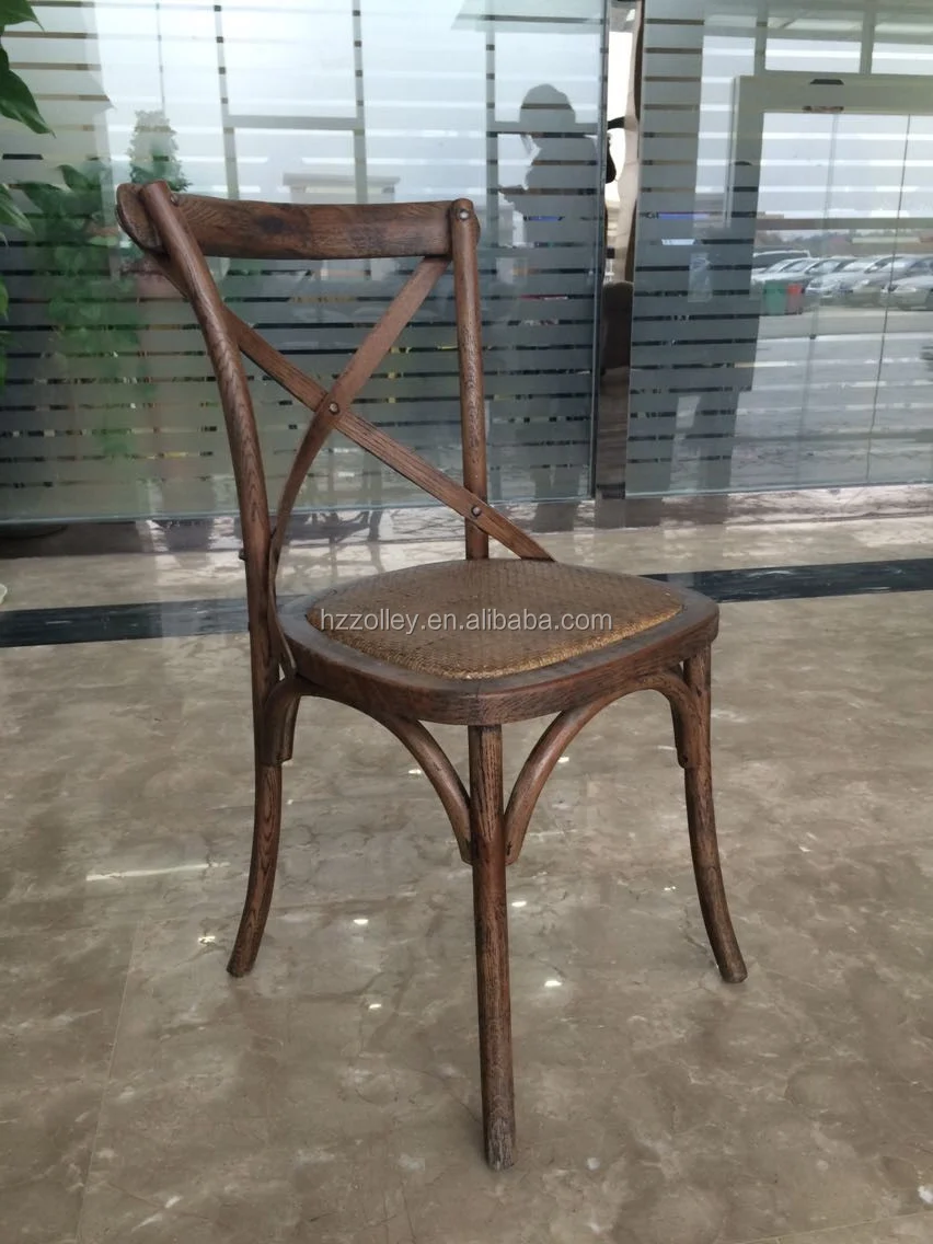 Birch Wood X Cross Back Dining Chair/rattan Seat Cross Back Chair