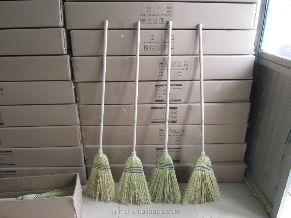 La Mejor Calidad De Paja De Trigo Escoba Con Mango De Madera De Escoba