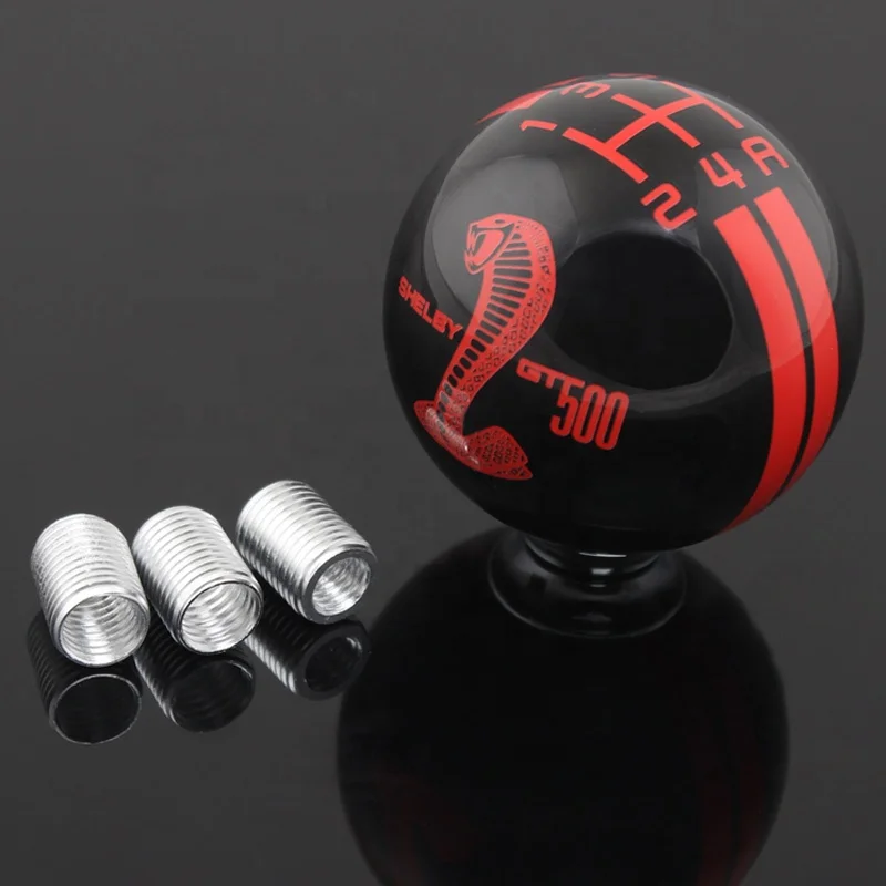 Car Gear Shift Knob 5 Speed Cobra Logo Manual Handle Ball Mt W/ 3 Hoses