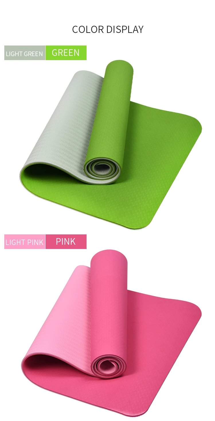 Non-slip two-tone custom logo printing natural TPE yoga mat
