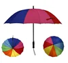 16 Ribs Auto Open Straight Durable Umbrella Fiber Waterproof Windproof Rainbow Umbrella