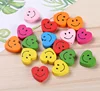 Wholesale Size 18mm Heart Shaped Wooden Beads With Eco-friendly Smile Face Painting DIY Wooden Teether Components