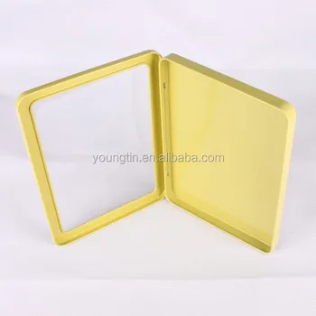 Hinged Lid Thin Metal Tin Box With 