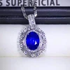 Big Stone Jewelry Design 1.98ct Natural Royal Blue Sapphire Gemstone 18k Gold Pendant