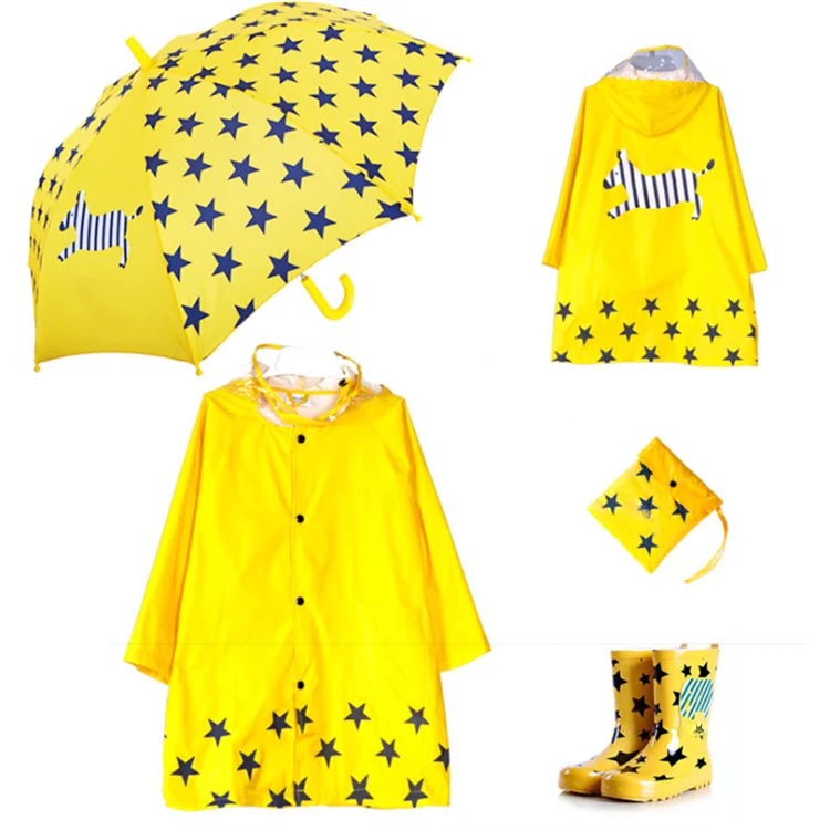 Kids Cartoon Raincoat Set Children Waterproof Umbrella Rain Boots