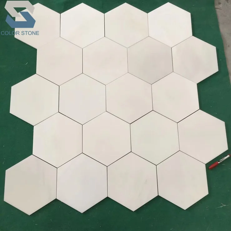 Cheap hexagonal natural China white stone mosaic floor tile