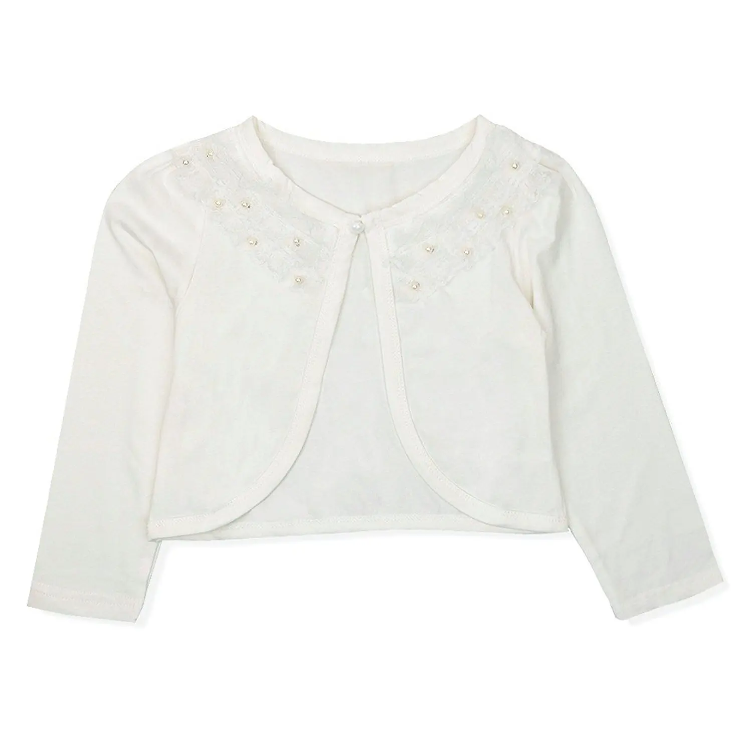 Bolero Girls Long Lace Sleeve Open Front Shrug Kids Cardigan Top Age 3-14 Years
