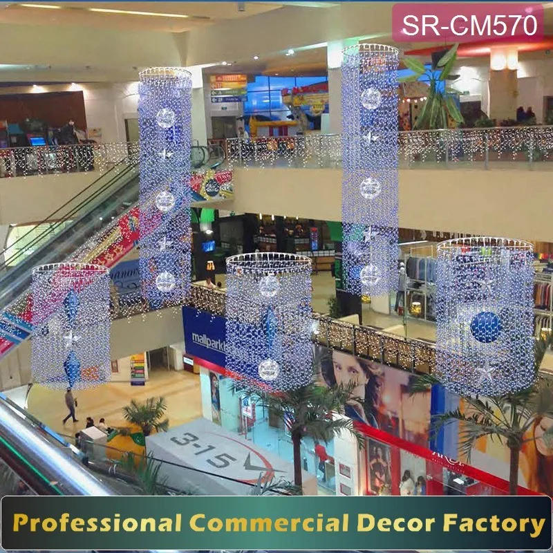 Customize Shopping Mall Atrium Hanging Christmas Curtain With Led Light ...