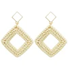 Wholesale high AAA quality trending new style hand knit rattan wood stud earrings woven stud 2018