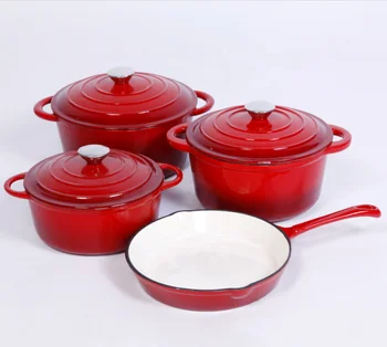 iron cast casserole 4pcs enamel cookware larger