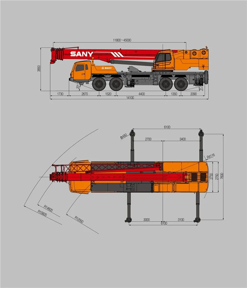 SANY STC750 Truck Mounted Crane 75 Tons Truck Crane Large Transmission Torque with Sany Truck Crane
