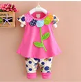 Retail 2016 Summer Girls Clothing Sets Baby Kids Clothes Minnie Children Clothing Floral T Shirt dot