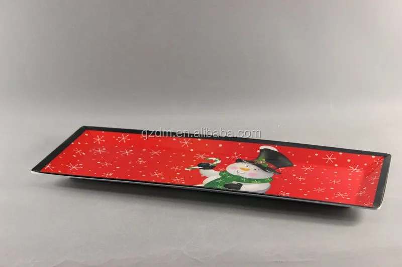 2016 Christmas Design Melamine Rectangular Tray 19 Inch