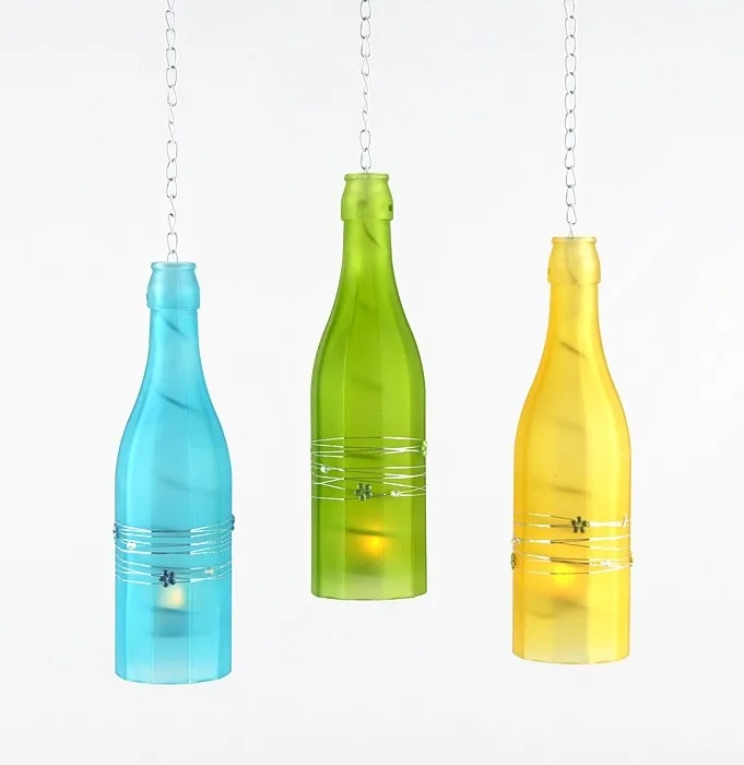 Wholesale Votive Glass Wine Bottle Candle Holder Insert With Metal