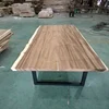 industrial modern style furniture solid black walnut slab wood table with live edge slab for dining room ,office and restaurant