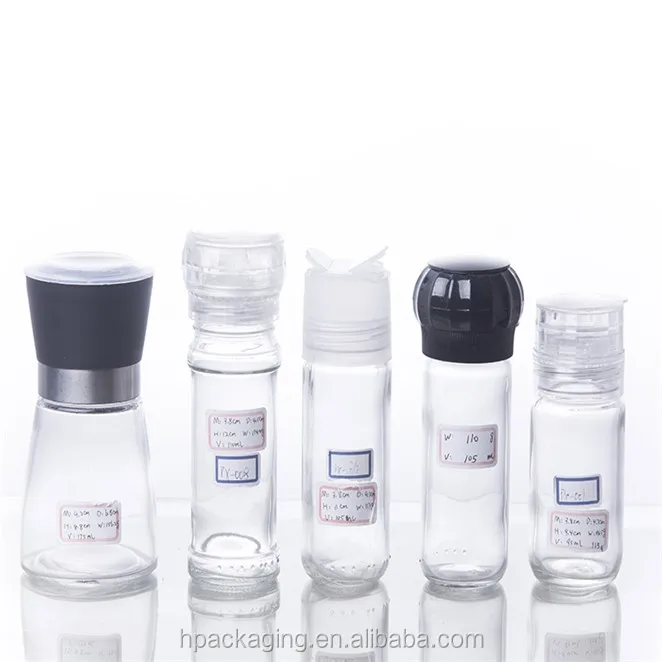 100ml Empty Home Hand Glass Spice / Herb / Pepper Bottle With Grinder