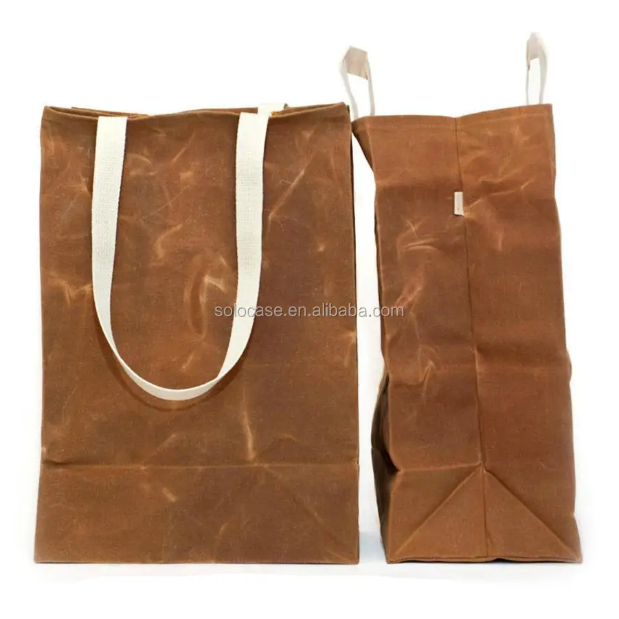 Waxed Canvas Reusable Grocery Shopping Tote Bag