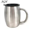 14oz 2019 wholesale stainless steel coffee mug with handle sealed black lid double wall travel cup belly cup tumblers
