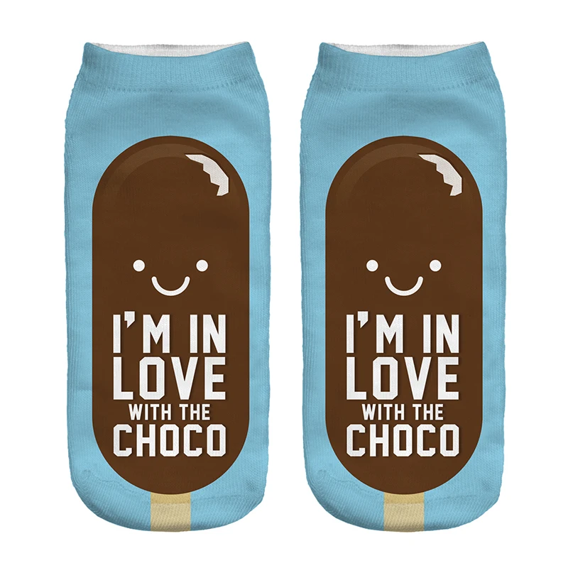 Free Shipping Hot Sale 3D Socks Chocolate Ice Cream Blue Color Cozy Socks Thin Comfortable Socks