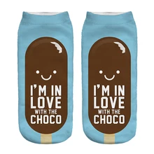Free Shipping Hot Sale 3D Socks Chocolate Ice Cream Blue Color Cozy Socks Thin Comfortable Socks