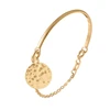 Women 18K Gold Plated Bracelet Jewelry 316L Stainless Steel Hammered Half Bangle Chain Bracelet
