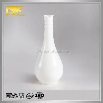 New Products White Gold Rim Ceramic Tall Slim Vase Cream Ceramic