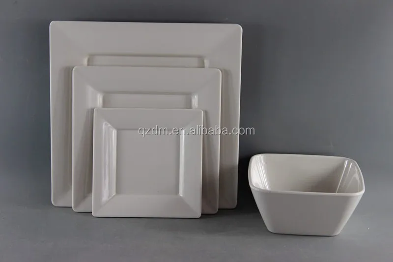 Ivory Melamine Porcelain Dinner Set Square Set