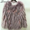 2018 Popular Real Raccoon Fur Coat,Women Long Fur Coat