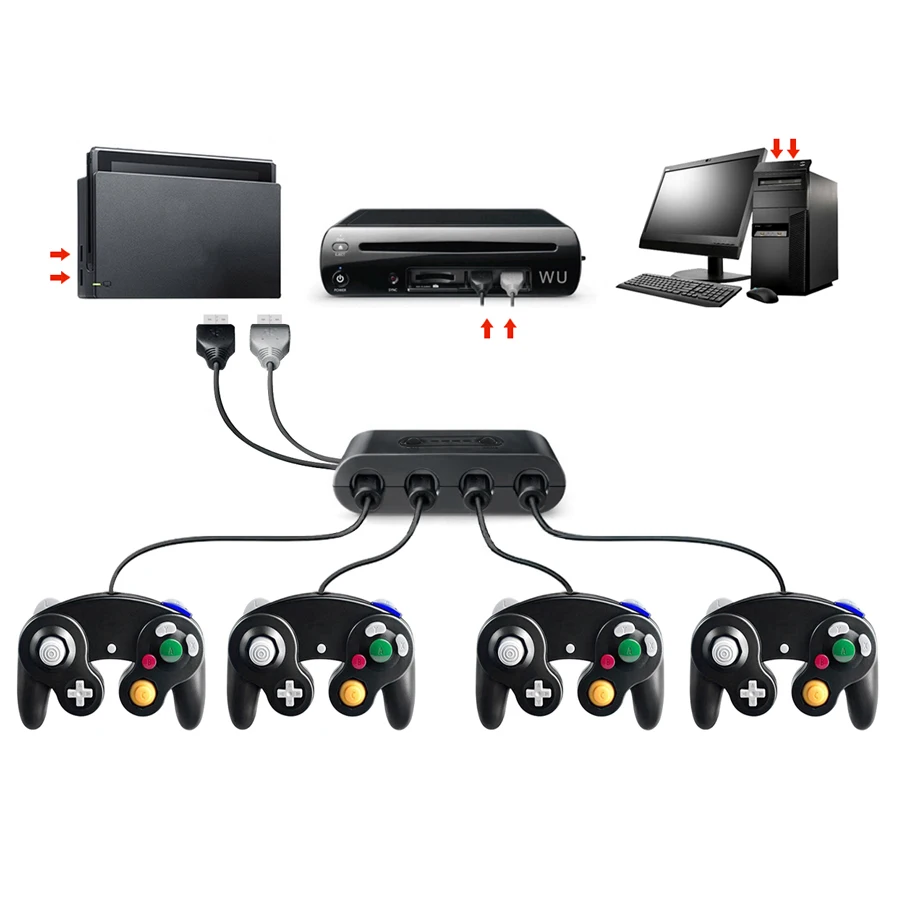 High Quality New Gc Controller Adapter For Nintendo Switch/ Wii U/ Pc With 4 Ports Buy Gc