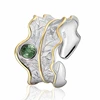Gold adjustable 92.5 silver tourmaline ring for women leaf jewelry