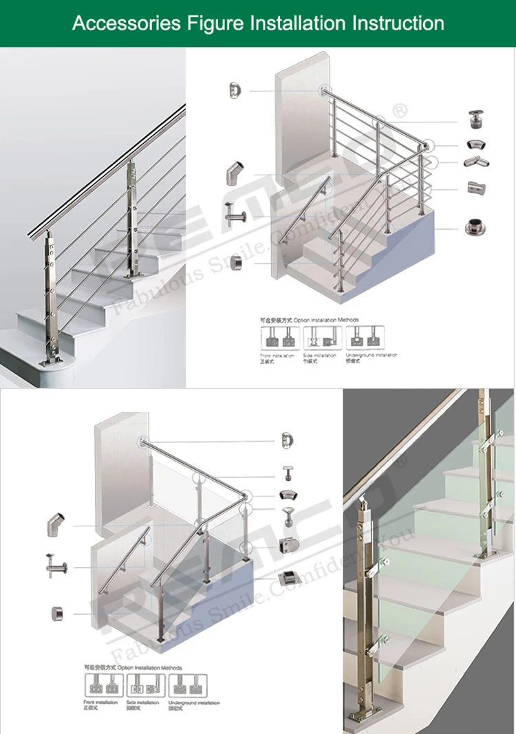 custom Stainless steel balustrade pipe wall mounting brackets