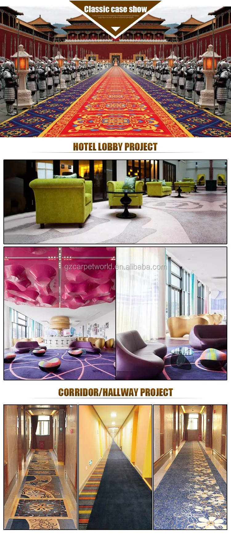 Guangzhou Customized Hotel Carpet Hotel Guestroom Carpet Elegant Design