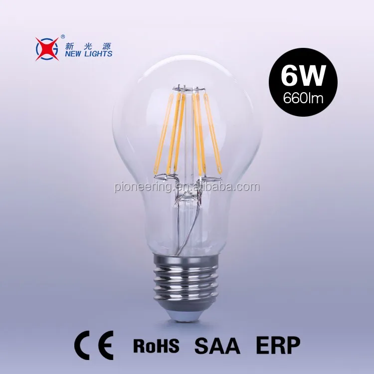 LED filament bulb A60 warm light led bulb raw material with dimmable