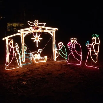 Outdoor Pre-lit Led Nativity Scene 2d Commercial Lighted Nativity Set ...