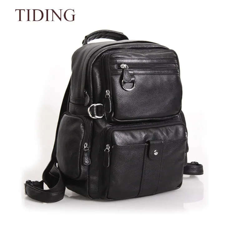 Wholesale Real Man Black Leather Backpack Bags Custom Men Genuine ...
