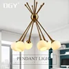 Hot sales 6 lights indoor modern restaurant gold iron rack round glass ball pendant lights
