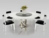 Fresh modern round dining table cross metal base dinner table