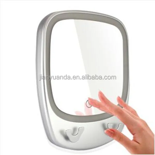 Lighting Shower Mirror With Hooks For Towel / Sucker Bathroom Mirror