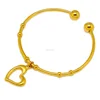 Olivia wholesale fashion style 22k solid gold heart shaped women stainless steel open cuff bangle