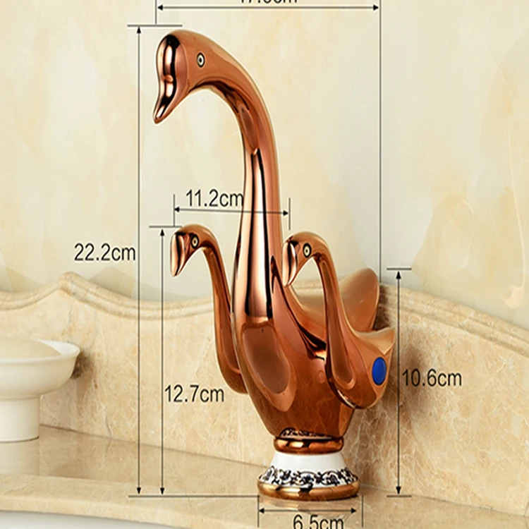 Wholesale And Retail Luxury Rose Golden Bird Shape Bathroom Basin
