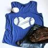 Wholesale Female Summer Casual Sleeveless Tee Tops Baseball Heart O-Neck Girls Soft Loose 3XL Tank Tops For Women