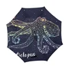 Waterproof upside down inside sky print double layer c shape handle umbrella