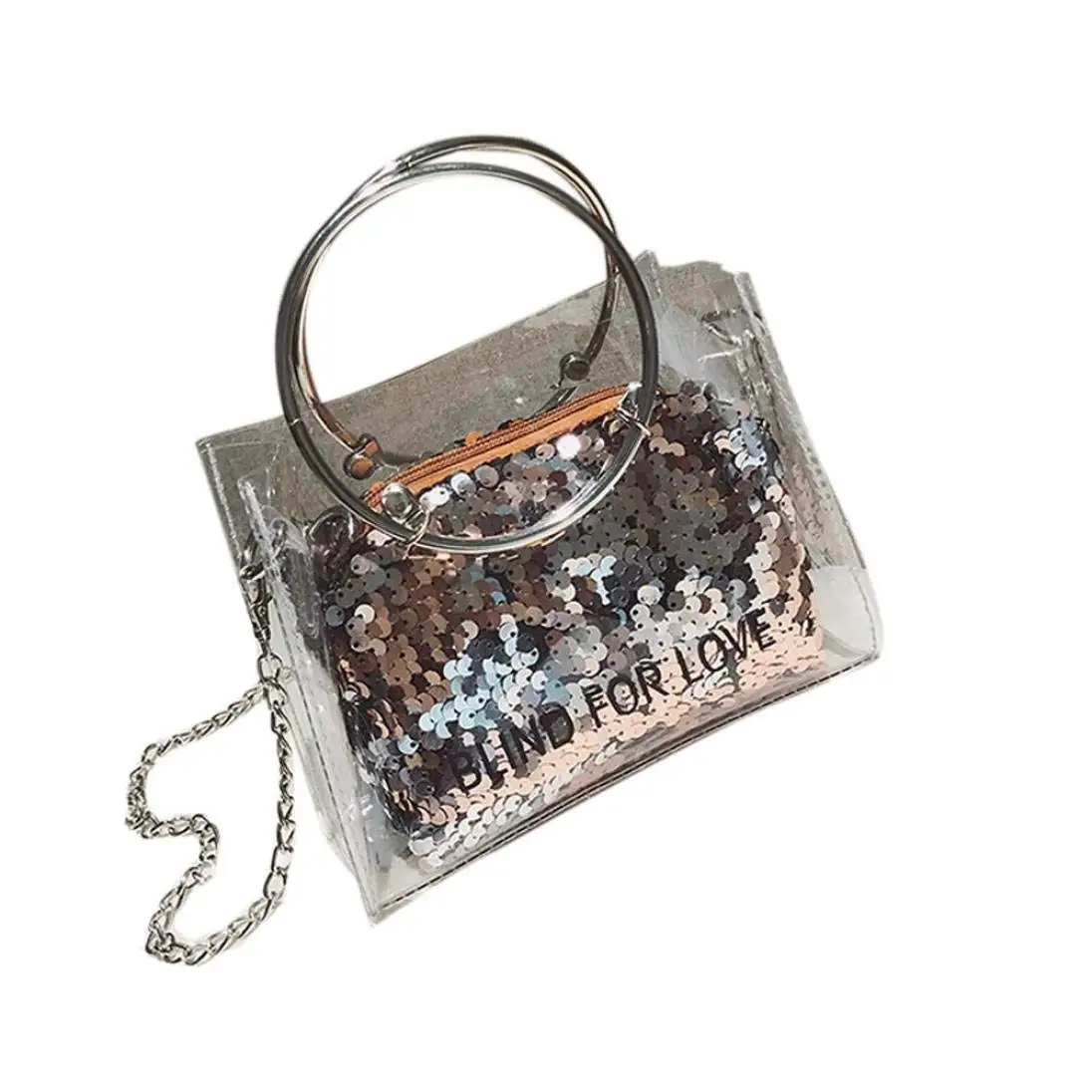 MaxFox Women Portable Crossbody Bag Femal Laser Transparent Jelly Shoulder Bags Strap Chest Pack bag (B)