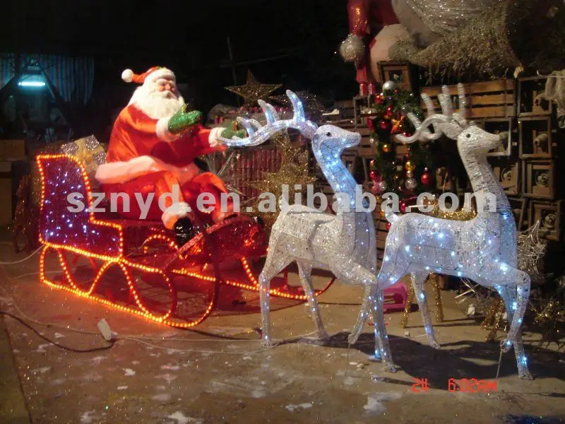 Animated Running Deer With Colorful Santa Claus Decorations Buy